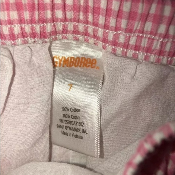 Gymboree Girls Pink Green Floral Gingham Stripe Skirt Pull On Sz 7 modest - Picture 2 of 2